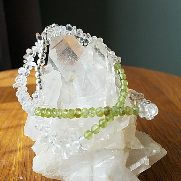 Jewelry - Handmade Peridot and Rock Crystal Bracelet